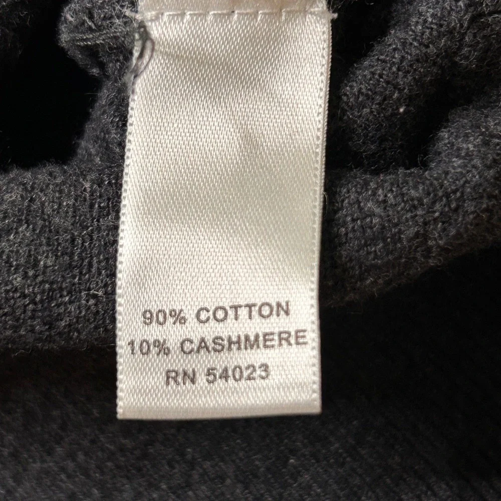 Banana Republic Cotton Cashmere Sweater Mens L Dark Gray Henley Mock Neck Preppy